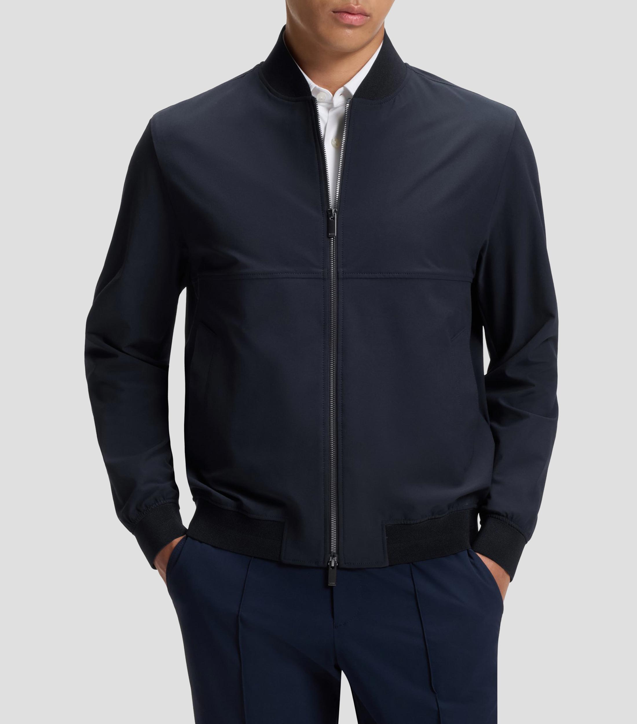 Chamarra slim fit en tejido elástico con microestampado Hombre
